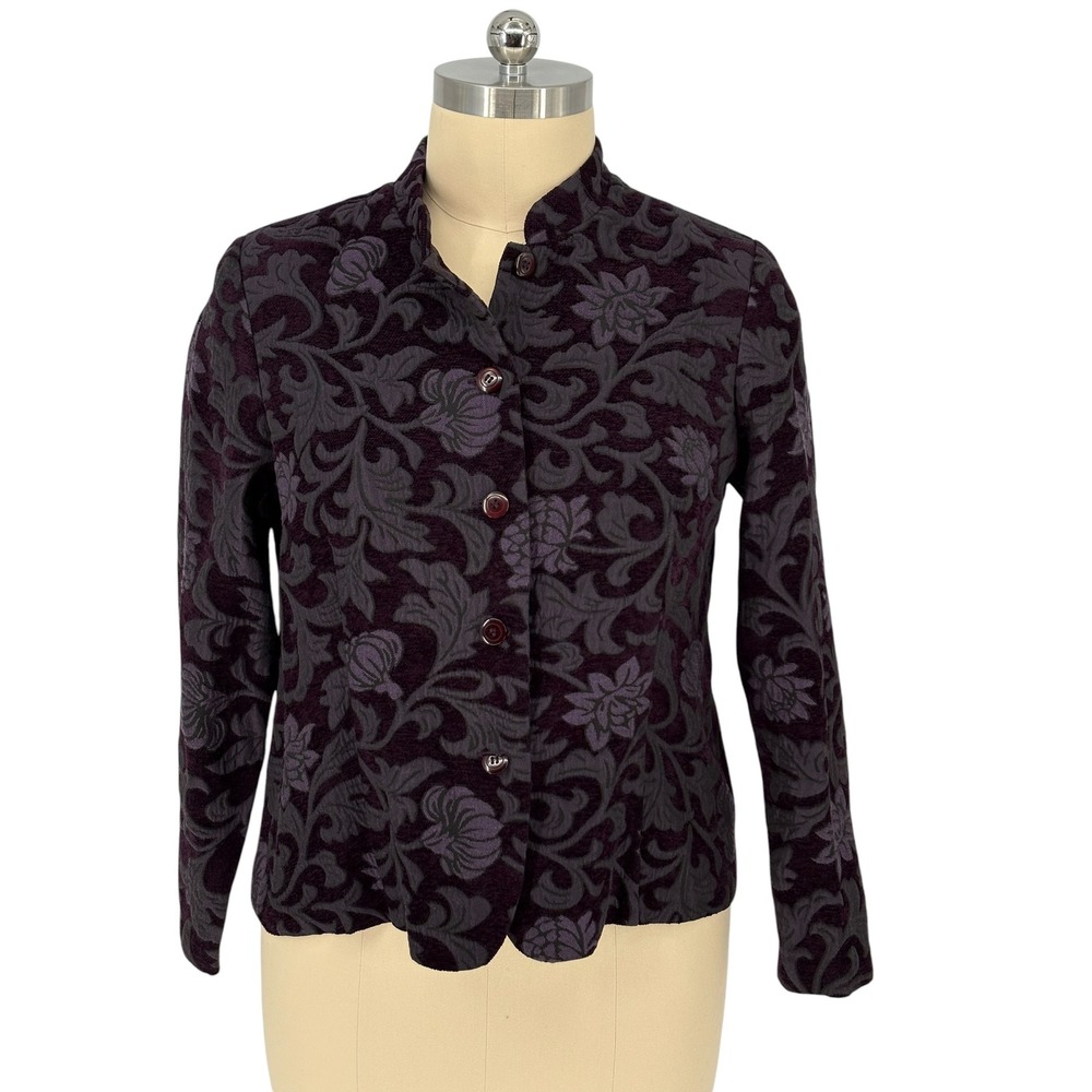 Fieldgear Jacket Purple Grey Damask Floral Tapestry Shoulder Pads XL